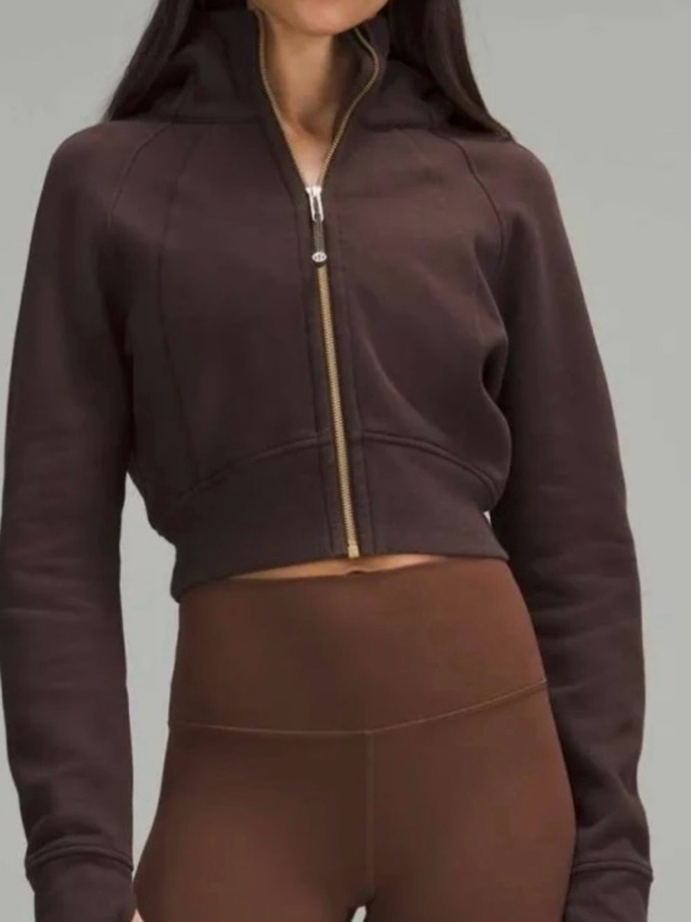 Lululemon Scuba Cropped Brown Zip Hoodie